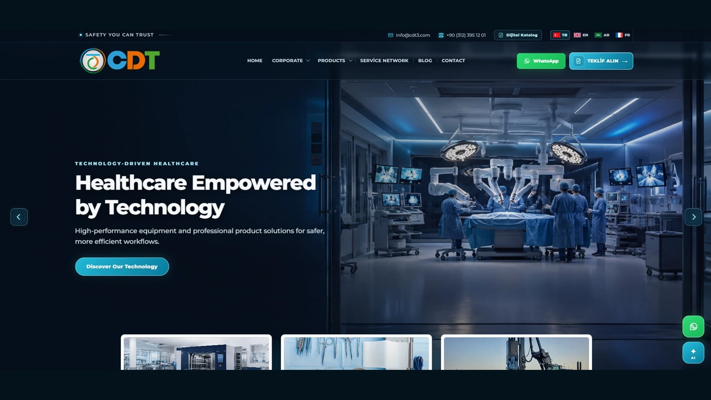 CDT3 web sitesinin açılış ekranı