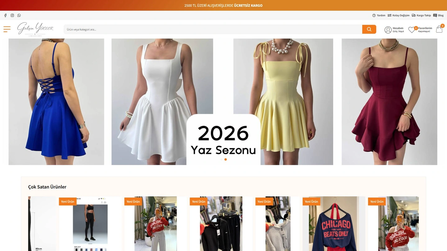 Gülçin Yüceer web sitesinin açılış ekranı