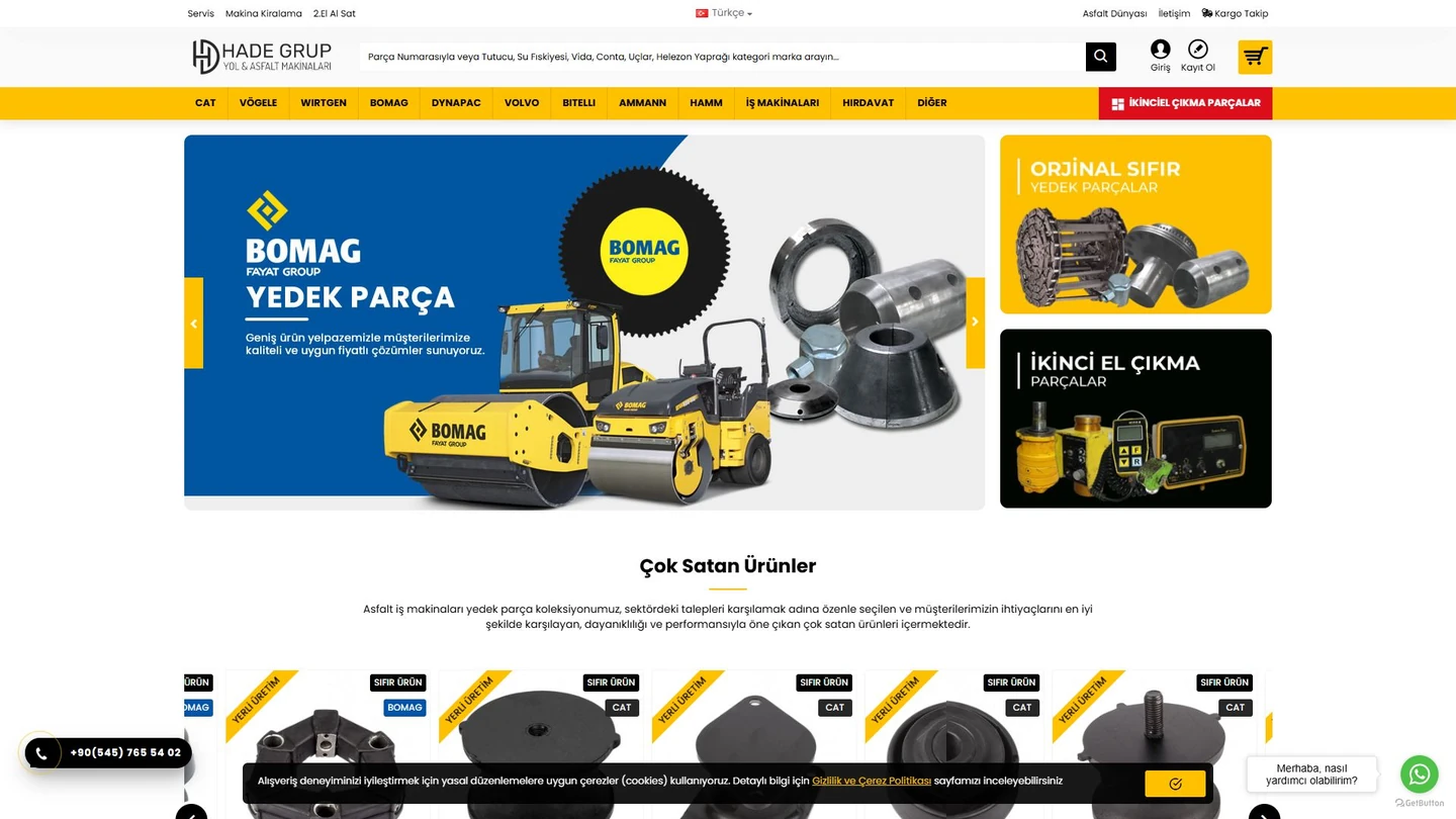 Hade Grup web sitesinin açılış ekranı