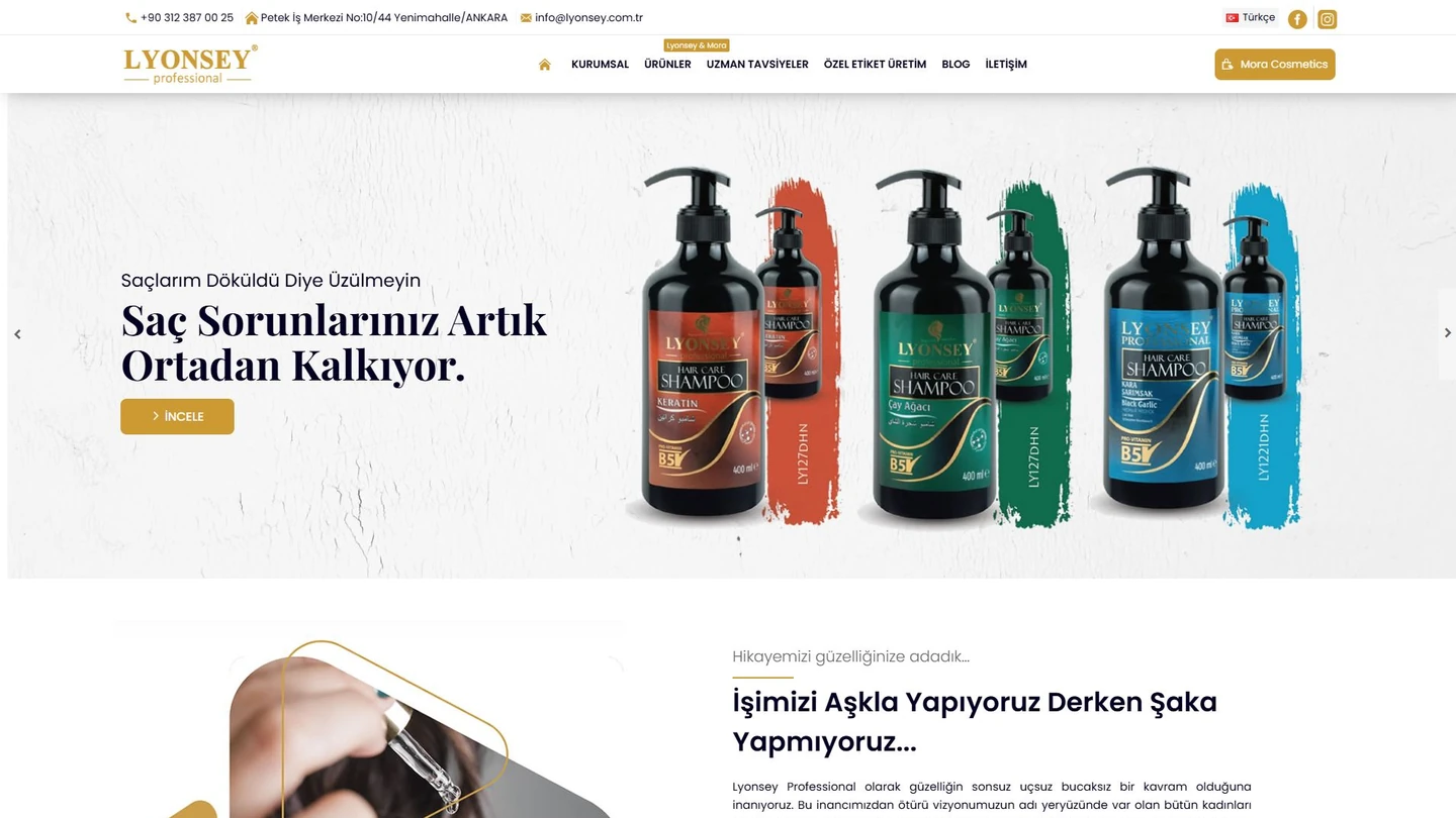 Lyonsey Professional web sitesinin açılış ekranı