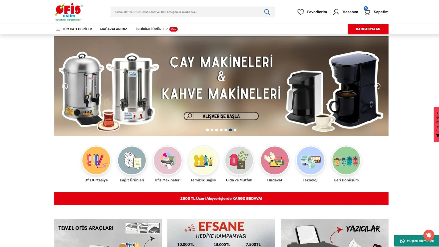 Ofis Ostim web sitesinin açılış ekranı