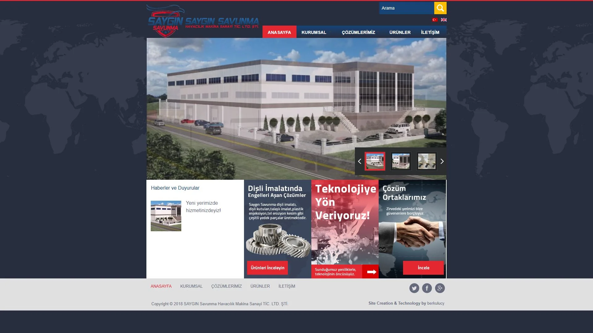 Saygın Savunma web sitesinin tam sayfa görünümü