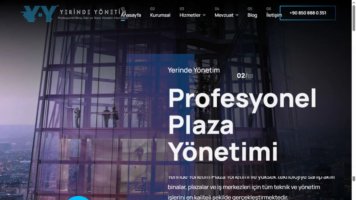 Yerinde Yönetim web sitesinin açılış ekranı